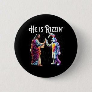 Macaron Rond 5 Cm Rizz Drôle Il Rizzin Jésus Haut Cinq Pâques Bun