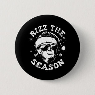 Macaron Rond 5 Cm Rizz La Saison Drôle Trump Joyeux Noël Santa