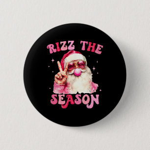 Macaron Rond 5 Cm Rizz Saison Père Noël Pink Bubble Gum Rizzmas Chri
