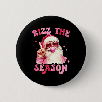 Macaron Rond 5 Cm Rizz Saison Père Noël Pink Bubble Gum Rizzmas Chri