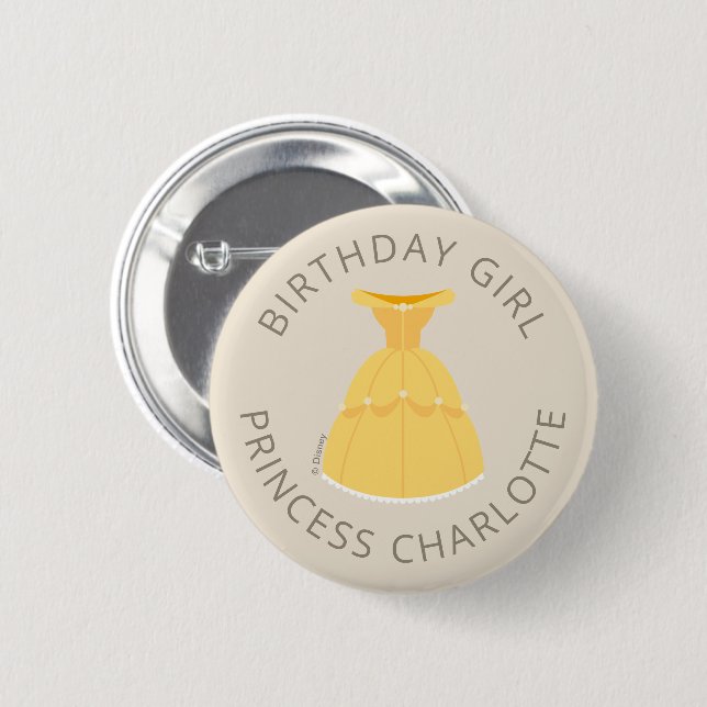 Macaron Rond 5 Cm Robe Disney Princess Belle | Fille d'anniversaire (Devant & derrière)