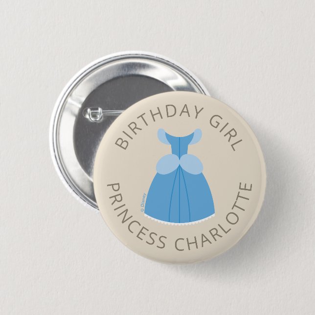 Macaron Rond 5 Cm Robe Disney Princess Cinderella | Fille d'annivers (Devant & derrière)
