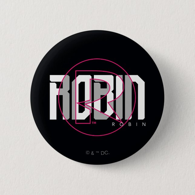 Macaron Rond 5 Cm Robin Hi-Tech Nom Graphique (Devant)