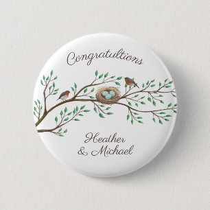 Macaron Rond 5 Cm Robin Oiseaux Nid Oeufs Baby shower de printemps