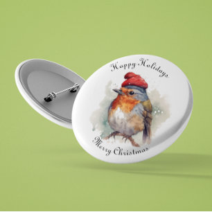 Macaron Rond 5 Cm Robin Winter Delight, sur mesure