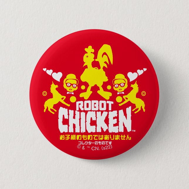 Macaron Rond 5 Cm Robot Chicken Nerd Unicorn (Devant)