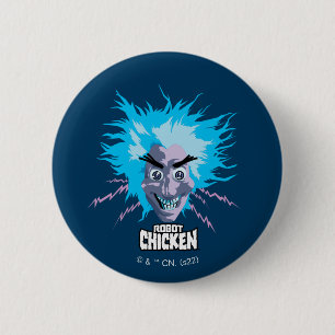 Macaron Rond 5 Cm Robot chicken Scientist Head Graphic