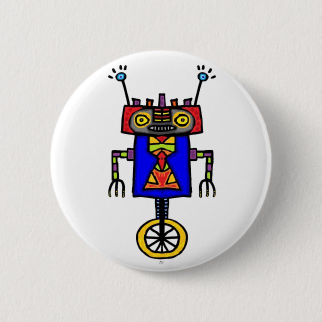 Macaron Rond 5 Cm Robot de monocycle (Devant)