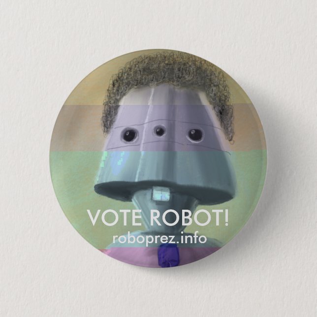 Macaron Rond 5 Cm Robot de vote ! Bouton élégant (Devant)