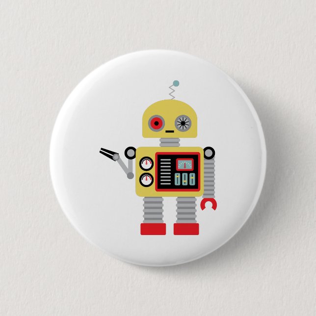 Macaron Rond 5 Cm Robot jaune (Devant)