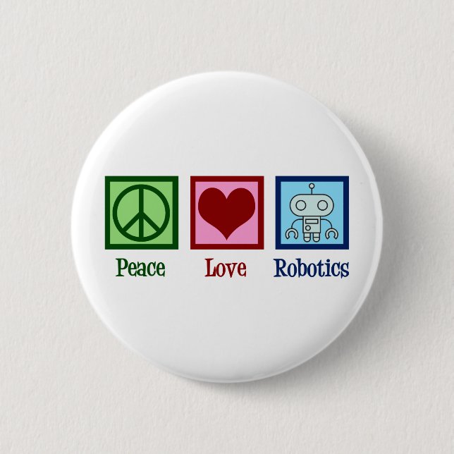 Macaron Rond 5 Cm Robotique de l'amour de la paix (Devant)