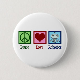 Macaron Rond 5 Cm Robotique de l'amour de la paix