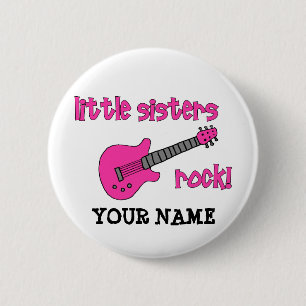 Macaron Rond 5 Cm Roche de petites soeurs ! avec la guitare rose