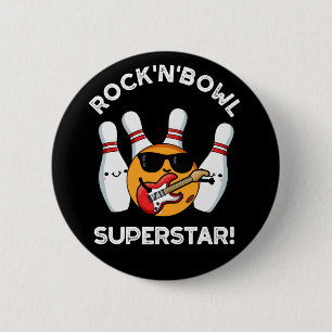 Macaron Rond 5 Cm Rock Et Bowl Superstar Funny Bowling Pun Dark BG