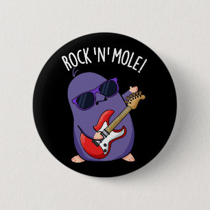 Macaron Rond 5 Cm Rock N Mole Funny Animal Pun Dark BG