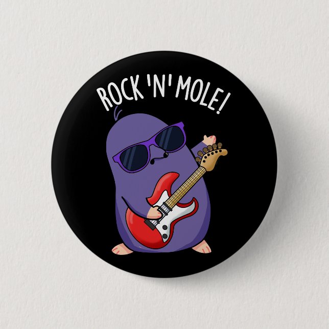 Macaron Rond 5 Cm Rock N Mole Funny Animal Pun Dark BG (Devant)
