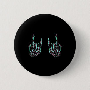 Macaron Rond 5 Cm Rock On Rock Star Skeleton Hands - Concert Band Gr