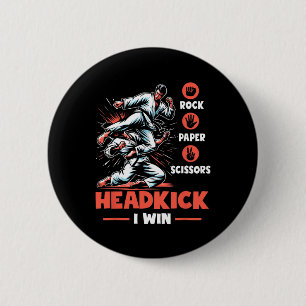 Macaron Rond 5 Cm Rock Paper Scissors Headick Win Funny Taekwondo K