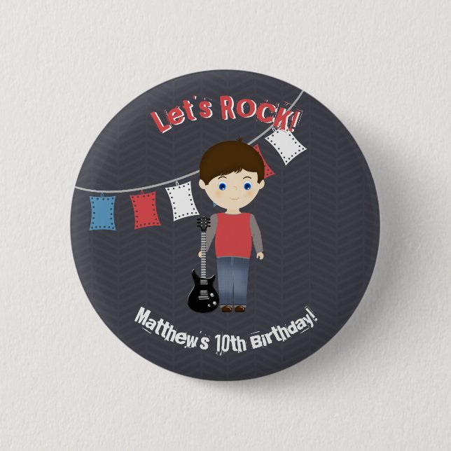Macaron Rond 5 Cm Rock Star Birthday Boy (Devant)