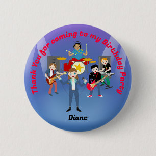 Macaron Rond 5 Cm Rock Star Girl Band Anniversaire