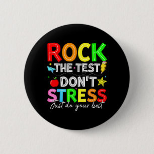 Macaron Rond 5 Cm Rock The Test Drôle pour les étudiants des enseign