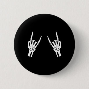 Macaron Rond 5 Cm Rocker Skeleton Rocher Main Rock Sur Costume Drôle
