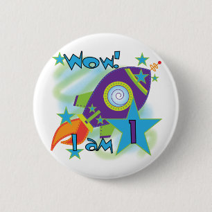 Macaron Rond 5 Cm Rocket Ship 1er Anniversaire Tshirts et cadeaux