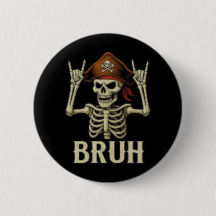 Macaron Rond 5 Cm Rockeur de pirate squelette Halloween homme