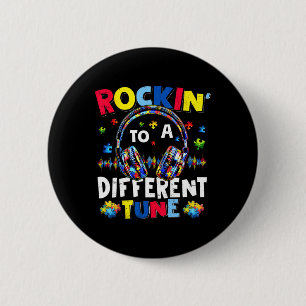 Macaron Rond 5 Cm Rockin' To A Different Tune Autiste Autisme Joueur