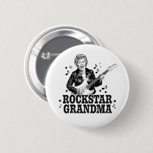 Macaron Rond 5 Cm Rockstar Grandma - Design musical amusant et rétro