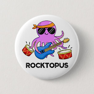 Macaron Rond 5 Cm Rocktopus Funny Rock Band Pun de pieuvre