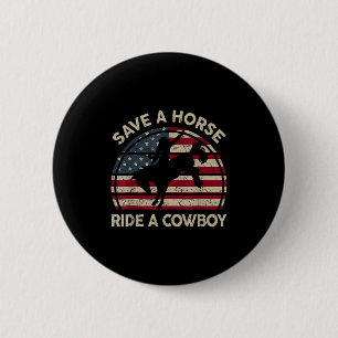 Macaron Rond 5 Cm Rodéo vintage Cowboy Western Country Horse Usa Pat
