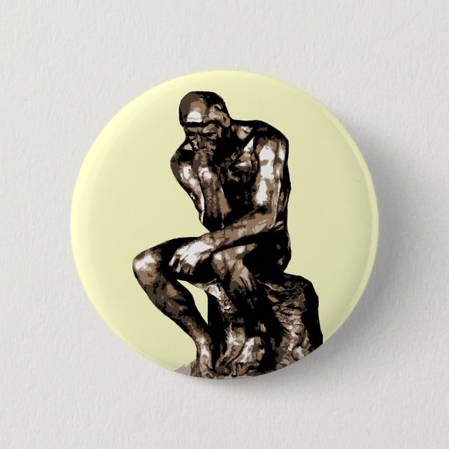 Macaron Rond 5 Cm Rodin "The Thinker" - Bouton (Devant)