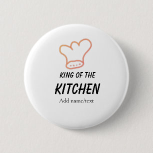 Macaron Rond 5 Cm Roi du chef de cuisine cuisine ajouter nom couronn