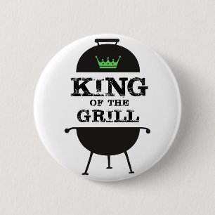 Macaron Rond 5 Cm Roi Du Grill, Couronne Verte Noire
