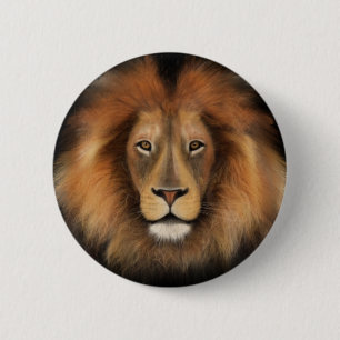 Macaron Rond 5 Cm roi lion de la jungle réaliste homme aquarelle