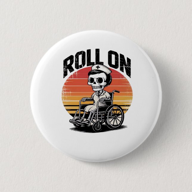 Macaron Rond 5 Cm Roll On Skeleton Nurse - Dark Humour Healthcare Vi (Devant)