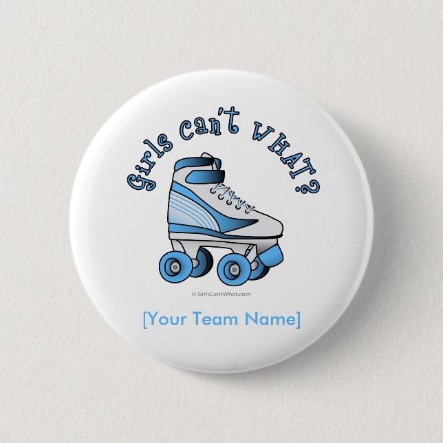 Macaron Rond 5 Cm Roller Derby Skate - Sky Blue (Devant)