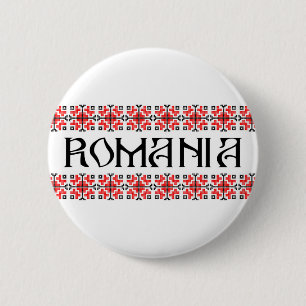 Macaron Rond 5 Cm romania country symbol name text folk motif tradit