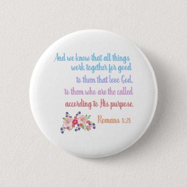 Macaron Rond 5 Cm Romans 8 Verset Bible Design (Devant)