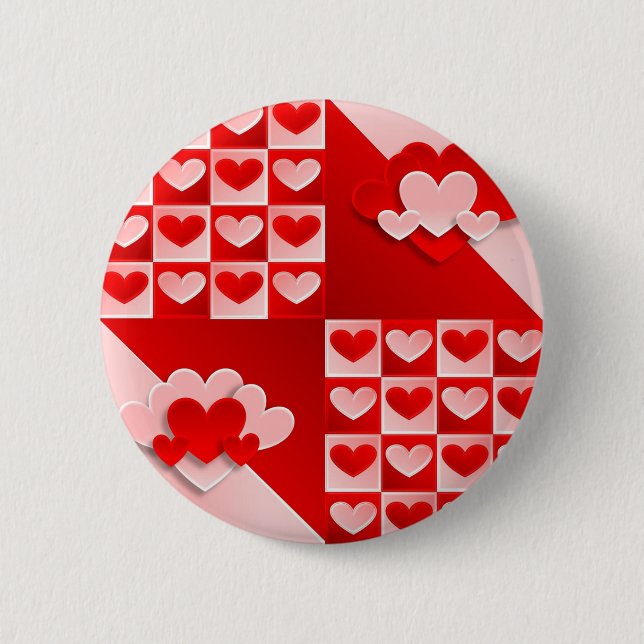 Macaron Rond 5 Cm Romantique Saint Valentin Coeurs d'amour Rouge Coe (Devant)