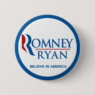Macaron Rond 5 Cm Romney Ryan croient en frontière bleue ronde de