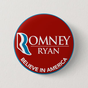 Macaron Rond 5 Cm Romney Ryan croient en rouge rond de l'Amérique