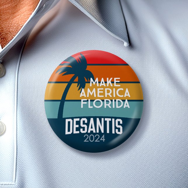 Macaron Rond 5 Cm Ron DeSantis Président 2024 - Make America Florida (Desantis Buttons)