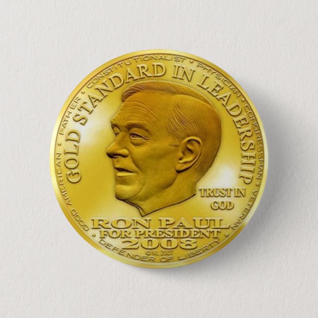 Macaron Rond 5 Cm Ron Paul "Interdit" Gold Liberty Dollar... Badge! (Devant)