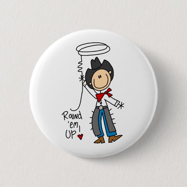 Macaron Rond 5 Cm Rond ils ! Chiffre bouton de bâton de cowboy (Devant)