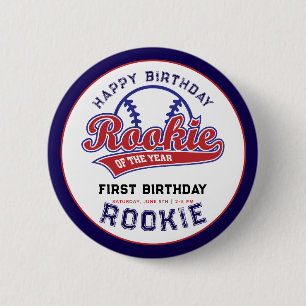 Macaron Rond 5 Cm Rookie de l'année 1er anniversaire baseball