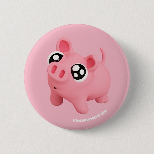 Macaron Rond 5 Cm Rosa the Pig Puppy Eyes (Devant)