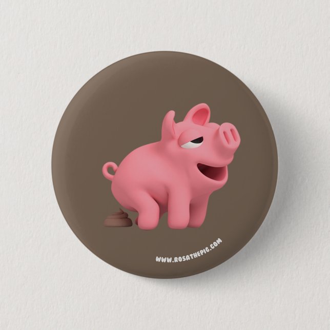 Macaron Rond 5 Cm Rosa the Pig takes a Poop (Devant)