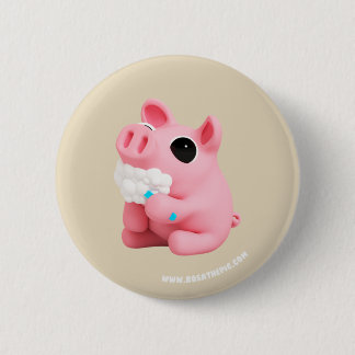 Macaron Rond 5 Cm Rosa the Pig Tooth Brushing